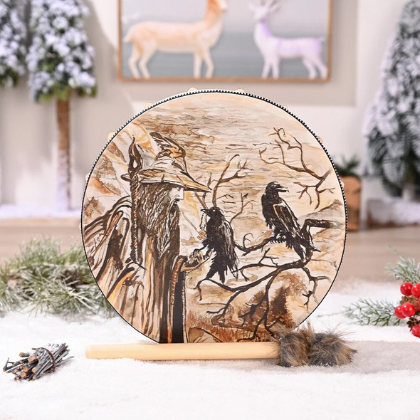 Alchemical Moon Drum Desktop Ornament Fashion Shaman Drum Tree of Life Sound Healing Tool for Family Friends Best Gifts