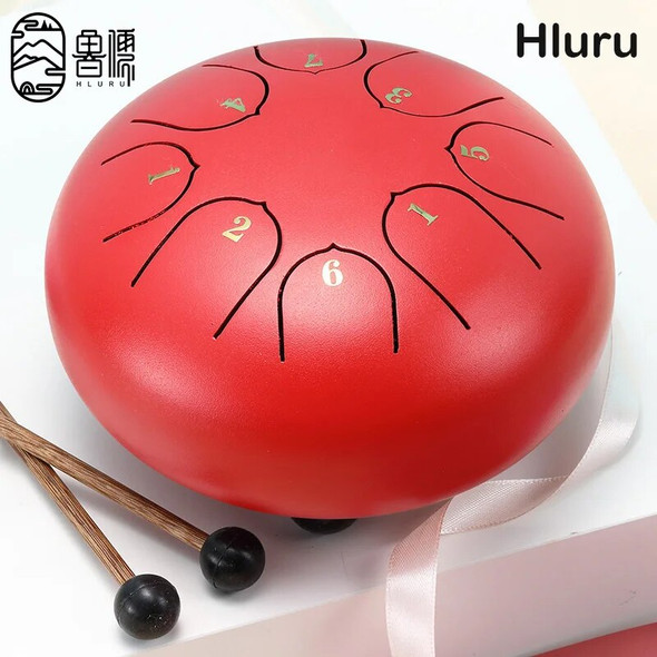 HLURU Glucophone Steel Tongue Drum 6 Inch 8 Notes C Tone Music Drum Ethereal Drum Yoga Meditation Percussion Instrument