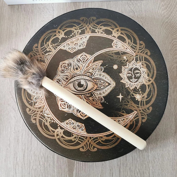 Alchemical Moon Drum Handmade Crafts Fashion Shaman Drum Tree of Life Sound Healing Tool for Spiritual Music Meditation