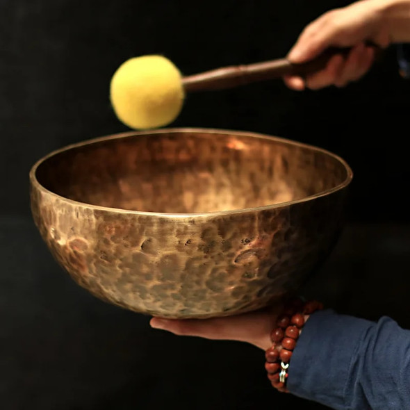 Large Tibetan Singing Malang Bowl Set Vintage Brass Bowl Sound Healing Instrument Copper Bonsai Pretty Instrument Meditation