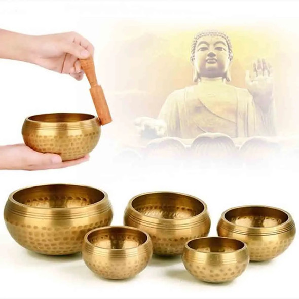 Set of 5Pc Silent Mind Tibetan Singing Bowl Hand Hammered Sound Healing Yoga Chanting Meditation Buddhism Bowl 8-12 cm 2 Types