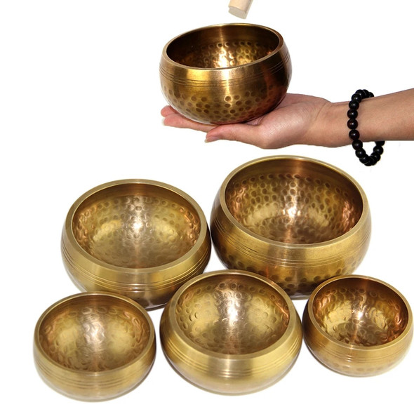 Tibetan Singing Bowl Set of 5 Meditation Sound Bowl 3.15-4.72 inch Handcrafted in Nepal for Healing and Mindfulness