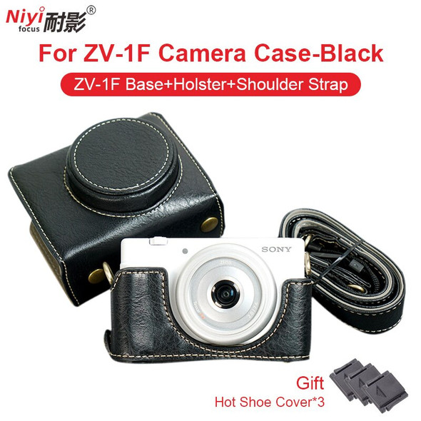 Portable PU Leather Cover Camera Bag for Sony ZV 1F Vlog Protective