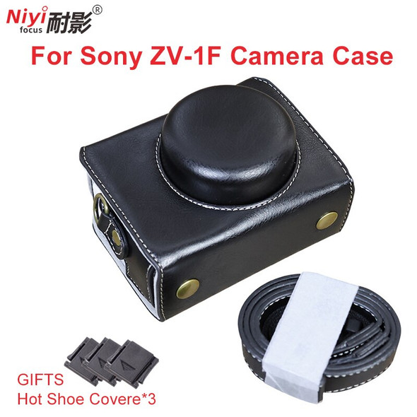 Portable PU Leather Cover Camera Bag for Sony ZV 1F Vlog Protective