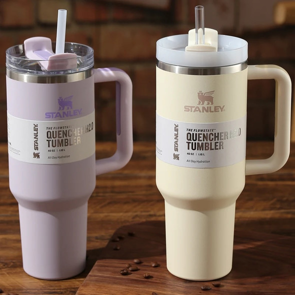 Stanley 40oz Quengher H2.0 Tumbler with Straw Lid Stainless Steel Coffee Termos Cup Double Wall Vacuum Insulated Car Travel Mugs