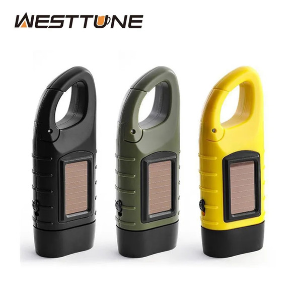 LED Solar Power Flashlight with Hand Crank Rechargeable Keychain Light Outdoor Survival Emergency Flashlight for Camping Hiking