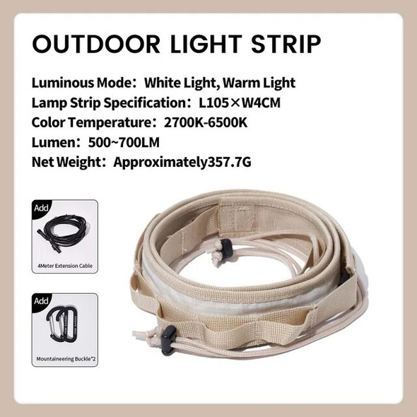 MOBI GARDEN Camping Light Strip Outdoor Camping Tent Tarp Atmosphere LED Light Strip Hanging Decorative Lighting