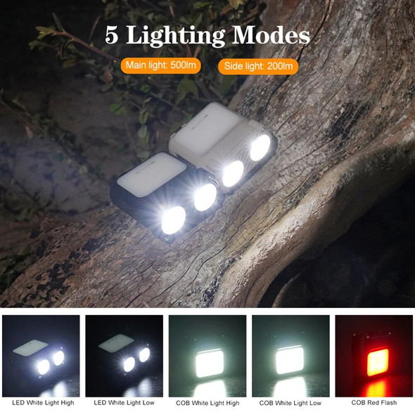 6 Set Mini COB LED Head Lantern Sensor Cap Clip on Light Flashlight Portable 500LM 5 Modes Outdoor Waterproof Camping Head Lamps