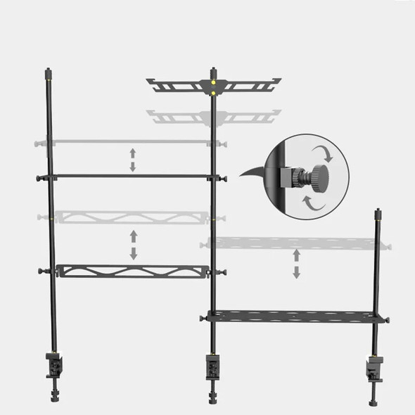 Outdoor Camping Desktop Storage Light Rack Aluminum Alloy Folding Portable Barbecue DIY Assembly Free Desktop Shelf Rack New