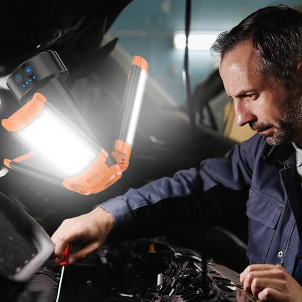 Outdoor Camp Lantern with Tripod Stand Folding LED Work Light Hanging Hook Power Bank Portable Flashlight for Outdoor Picnic BBQ