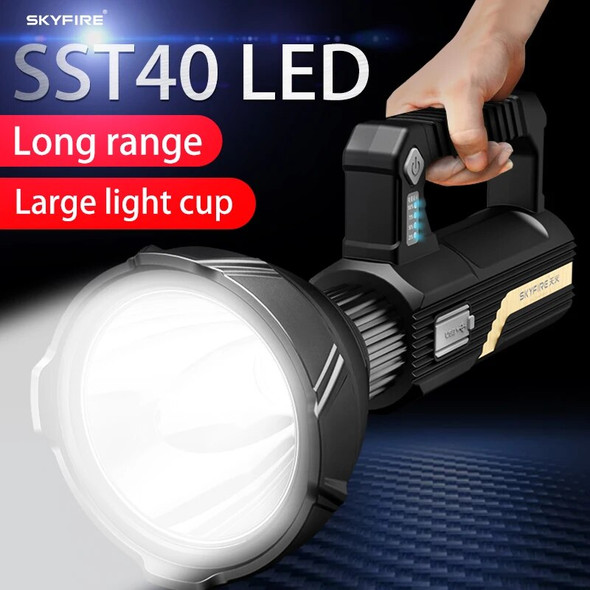 SKYFIRE 2022 Handheld Flashlight USB Type-c Rechargeable Outdoor COB LED Light For Fishing Camping SF-4SF-STD-K353