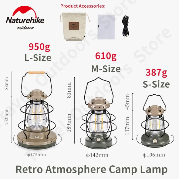 Naturehike Outdoor Ultralight Camping Light 950g Portable Hand Lamp IPX4 Rainproof Retro Suspended Led Tent Lamp Lighting Tools Naturehike Outdoor Ultralight Camping Light 950g Portable Hand Lamp IPX4 Rainproof Retro Suspended Led Tent Lamp Lighting Tools