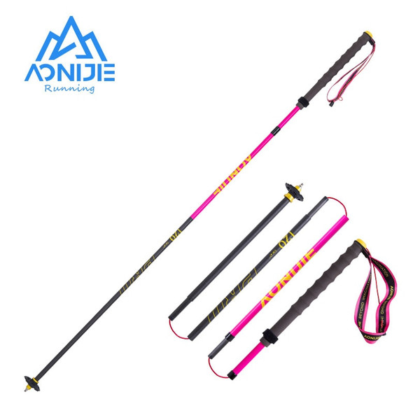 1Pair AONIJIE E4214 Hiking Carbon Fiber Cross-country Poles Folding Trekking Pole Lightweight Walking Stick for Mountaineering