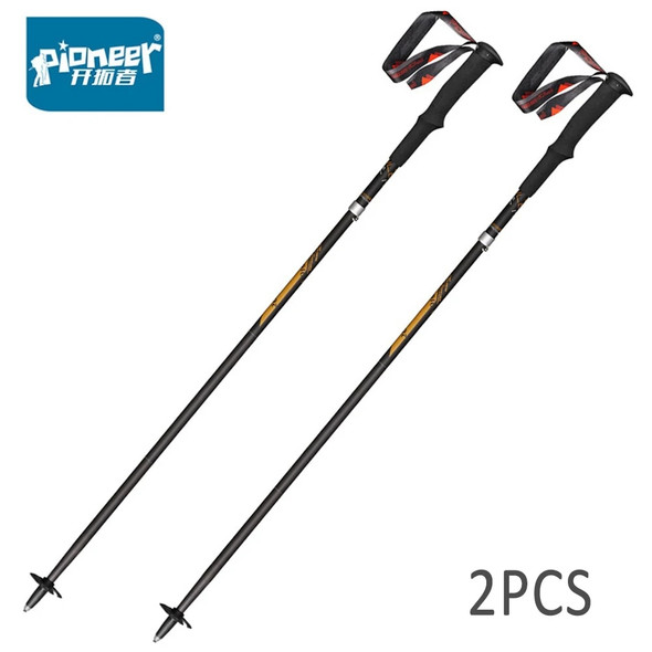 Pioneer 2 Pcs 99% Carbon Fiber Folding Walking Sticks Outdoor Camping Trail Running Trekking Pole Ultralight Canes