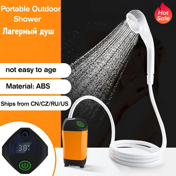 Outdoor Camping Shower Portable Electric Shower Pump IPX7 Waterproof & Digital Display for Camping Equipment Hiking Travel Beach Outdoor Camping Shower Portable Electric Shower Pump IPX7 Waterproof & Digital Display for Camping Equipment Hiking Travel Beach
