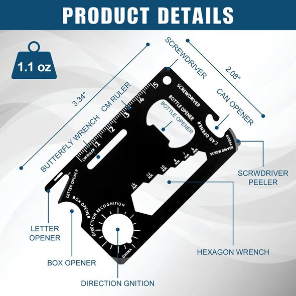 1 Pc Multi Tool Card 46 in 1 Pocket EDC Tool Outdoor Camping Multitool Accessories Stainless Steel Perfect for Men Father Gifts