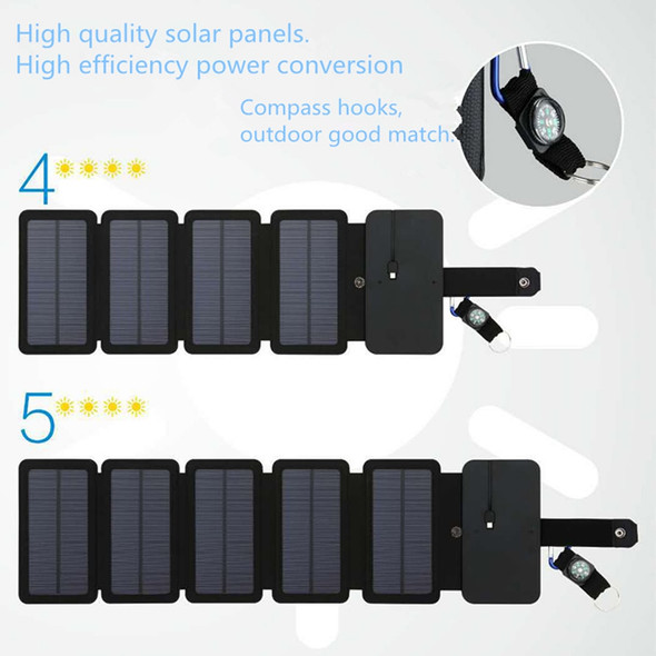 Folding Outdoor Solar Panel Charger Portable 5V 2.1A USB Output Devices Camp Hiking Backpack Travel Power Supply For Smartphones