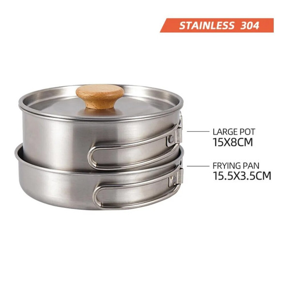 NOBANA Camping Pot Set 304 Stainless Steel Outdoor Cookware Kit Cooking Set Travel Tableware Tourism Hiking Picnic Equipment