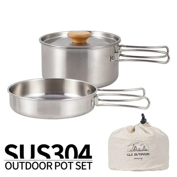 NOBANA Camping Pot Set 304 Stainless Steel Outdoor Cookware Kit Cooking Set Travel Tableware Tourism Hiking Picnic Equipment