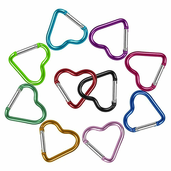 3pcs/set Heart-shaped Aluminum Carabiner Key Chain Clip Outdoor Keyring Hook Water Bottle Hanging Buckle Travel Kit Accessories