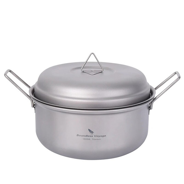 Boundless Voyage Cooking Set Titanium Steamer Stockpot Set 1.8L Outdoor Camping Travel Picnic Cookware Soup Pot Pan Kit Ti2058C