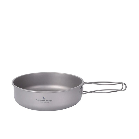 Boundless Voyage Titanium Camping Steamer Pot Frying Pan with Lid Outdoor Travel Picnic Cookware Kit Soup Pot Saucepan Tea Tray