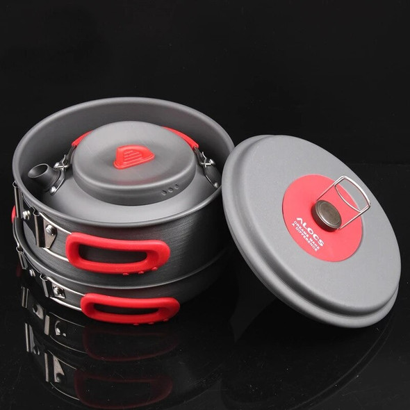 Camping Cookware Kit Outdoor Aluminum Cooking Set Water Kettle Pan Pot Bowl Travelling Hiking Picnic BBQ Tableware Equipment