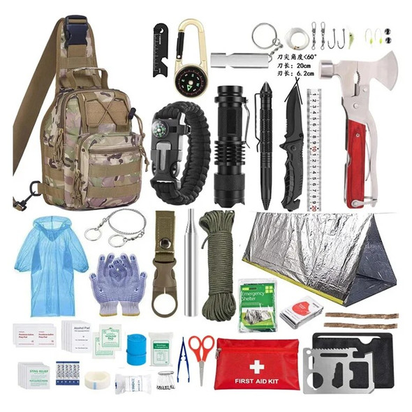 Outdoor Survival Kit Gear Aid Medical Pouch, Emergency Survival Gear, Car, Hiking, Travel, Camping Equipment, Easy to Use