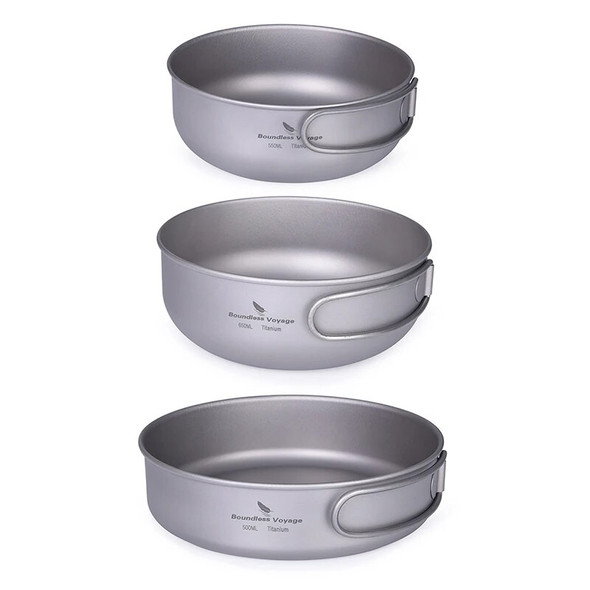 Camping Titanium Cookware Kit Bowl Pan Pot Ultralight Outdoor Travel Picnic Cooking Set Frying Pan Plates Pans 3pcs/Set