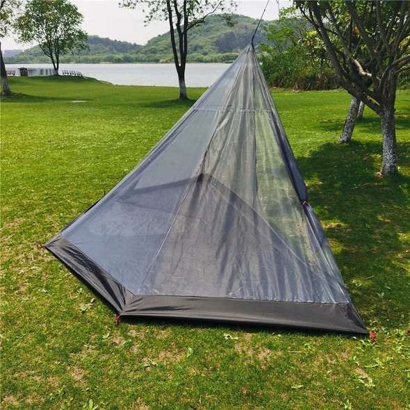 New Pyramid Tent‘s Inner Tent Outdoor Rodless Ultralight Camping Backpacking Tent Pentagon Summer Mosquito Net Mesh Tent 2 Sizes