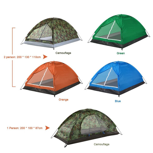 2 Person Ultralight Camping Tent Single Layer Portable Trekking Tent Anti-UV Coating UPF 30+ for Outdoor Beach Fishing