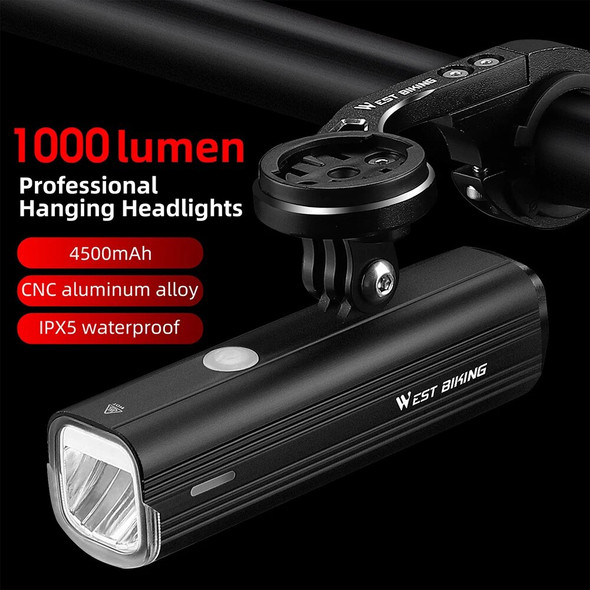 Type-C Rechargeable Bike Front Light IPX5 Rainproof 4500mAH Bicycle Light Set MTB Bike Lamp 5 Modes Mountain Bicycle Headlight