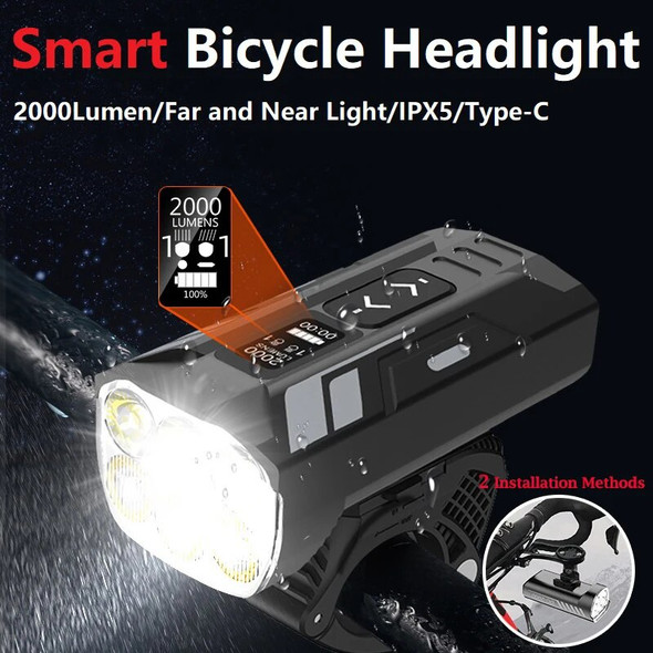 Bicycle Light Rainproof Bike Flashlight USB Rechargeable LED 2000 Lumens MTB Road Bike Front Lamp As Power Bank Bike Accessories