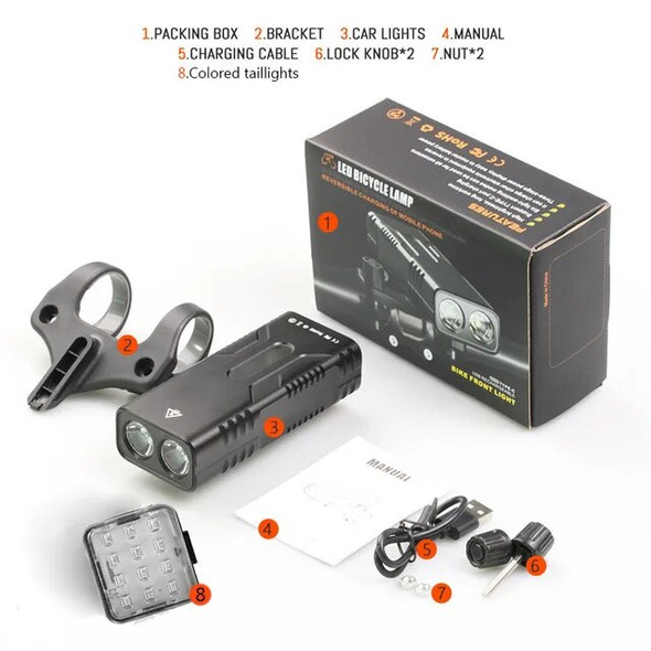 10000mAh Bicycle Light USB Rechargeable 5*T6 LED Flashlight For Bike Light Front Cycling MTB Road Headlight Aluminum Waterproof