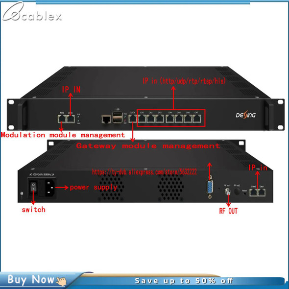 HOT IPTV Modulator IP (HTTP/RTSP/RTP/UDP/HLS) To Digital Radio Frequency (DVB-C/T/ISDBT/ATSC) Hotel Cable TV Front-end Equipment