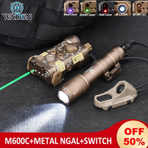 WADSN Airsoft NGAL L3 Hunting Flashlight Surefir M600C Scout Light Full Metal Ngal Strobe IR Red Green Blue Laser UNAxon Switch