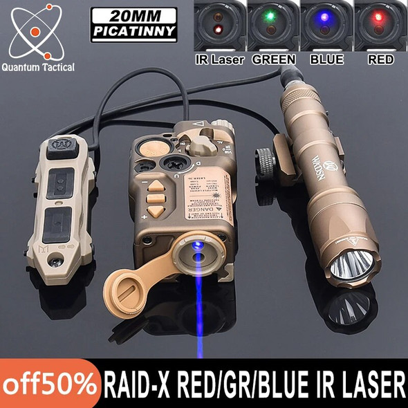 Airsoft Tactical M600C Flashlight RAID-X Red Green Blue Laser IR Sight Indicator Dual Function Pressure Switch Wadsn Hunting Set