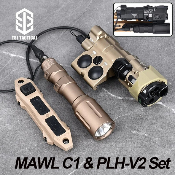 WADSN MAWL-C1 Red Dot Laser Aiming IR Battery Box PLHV2 Flashlight 1000 lumens Tactical Dual Control Remote Switch Fit 20mm Rail