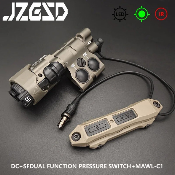 New MAWL Metal Flashlight Tactical Red Green Laser CNC MAWL-C1 IR Visible LED Aiming Bule Laser Dual Function Pressure Switch