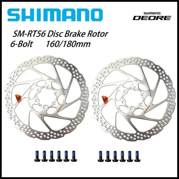 SHIMANO RT56 Rotor 180mm 160mm Brake Disc DEORE SM RT56 Discs Rotor 160 mm 6 Bolt Mountain Bike Brake Disk Bicycle Accessories