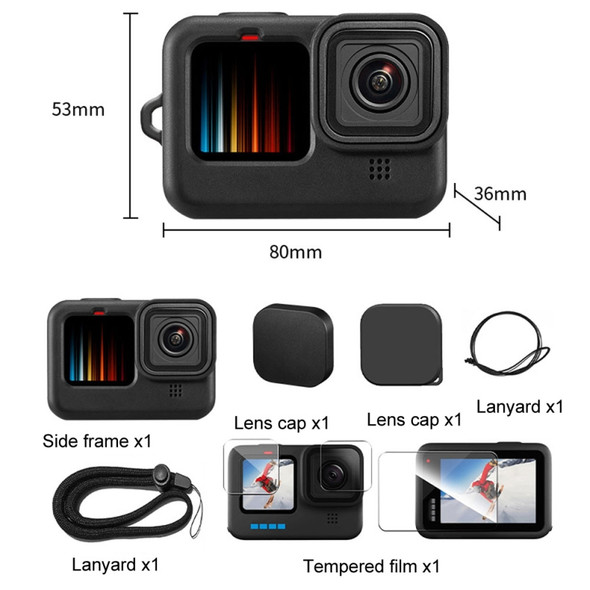 Silicone Case Protector + Tempered Glass Film Set For GoPro HERO9