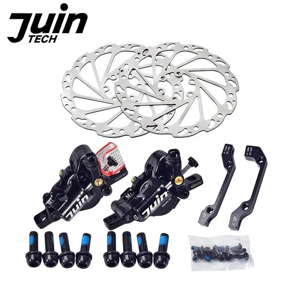 JUIN TECH M1 Hybrid Hydraulic Mountain Disc Brake MTB XC Bike Dual-Piston Brake Caliper with 160mm Rotors Bicycle Cycling Parts