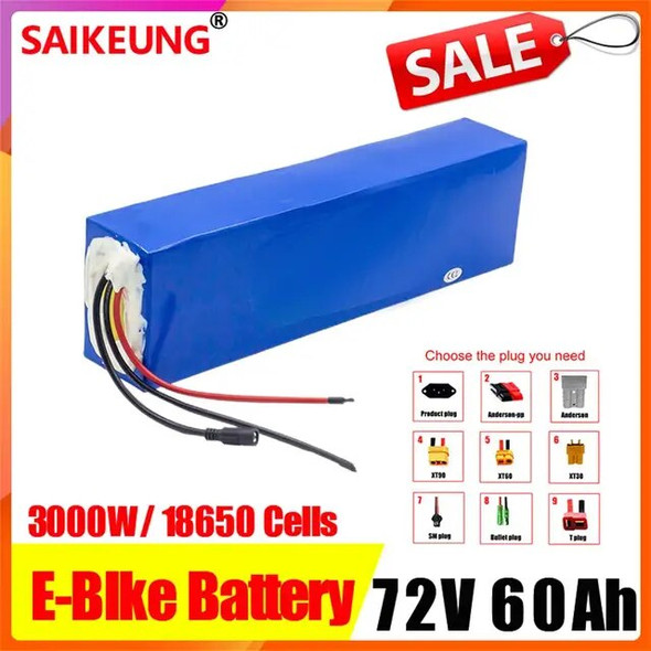 Electric Bicycle Conversion Kit 60v 72v 1500w 72V 84V 20 30 40 50 60ah Li-ion Pack Bike Motor Scooter Ebike Battery with Charger