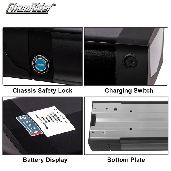 ChamRider Rear Rack Donkey Kong battery case 48V ebike 36V 52V Electric bike battery box 5V USB Double Layer luggage 14S8P