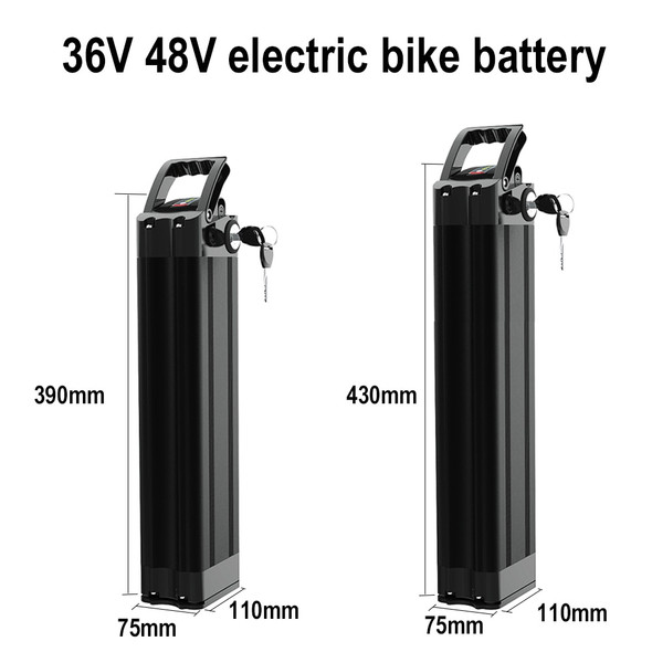 36V 48V 11Ah 13Ah 12Ah 17Ah 20AhSeat Tube Silver Fish 18650 Li-ion Battery For Electric Bike Bicycle Fiets Accu Akku+charger