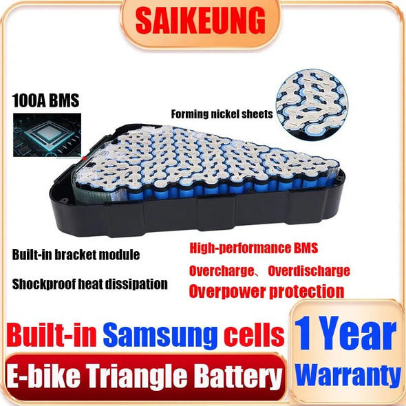 Original E-Bike Triangle Battery 72V 60V 52V 48V 36V 20Ah 28.8 30ah 40ah 50ah 60ah for Electric Bike 3000w 2000W 1500W 750W 500W