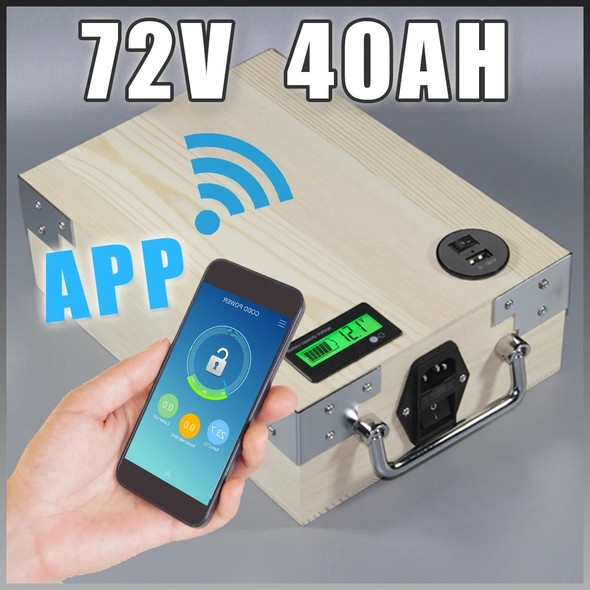 app 72V 40Ah Electric Bicycle Lithium Battery + BMS ,Charger Bluetooth GPS control 5V USB Port Pack scooter electric bike