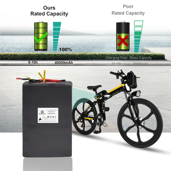 72V 50A Lithium-Ion Battery Pack for Electric Bike with Charger 50A BMS Short Circuit Protection Fast Charging Deep Cycle