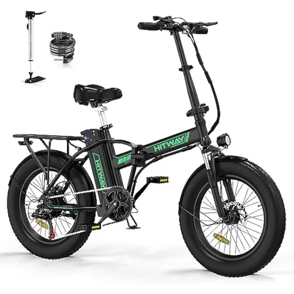 HITWAY Foldable Electric Bike for Adults, 20" x 4.0 Fat Tire Ebike with 750W Motor, 48V/15Ah, 7-Speed Electric Bicycle