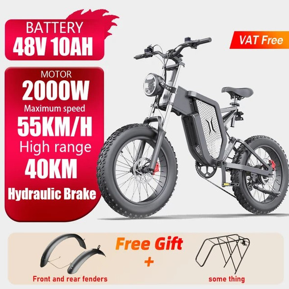 ZPW X20 EBike 2000W 48V 35AH 20 Inch Fat Tire Adult Mountain Electric Bike Mountain Moped Snow Electric Bicycle